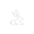 Bunny love hearts animal line drawing, vector illustration