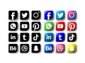 Set of popular social media logos vector icon, instagram, behance Royalty Free Stock Photo