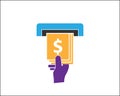 Cash withdrawals at ATM icon template Royalty Free Stock Photo