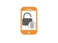 Mobile phone locked fingerprint security icon template