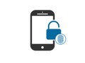 Mobile phone locked fingerprint security icon template