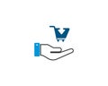 Vector Buy Shop Cart Purchase Checkout Icon with hand - Trolly Sign For online purchases
