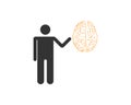 Brain with man explanation icon template