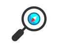 Vector Location direction and magnifying glass Icon Position GPS Location Icon Locator sign Pin Map Icon