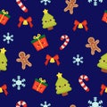 Cute Christmas ornament seamless pattern. Royalty Free Stock Photo