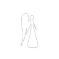 Christmas angel silhouette line drawing, vector illustration Royalty Free Stock Photo