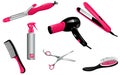 Vector Hair Care and Styling Tools and Products Royalty Free Stock Photo