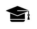 Icon of a mortarboard with an academic cap and an education message Royalty Free Stock Photo