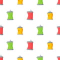 A set of used canning cans. Vector illustration of throwing garbage into a trash can. Collection of waste for recycling.