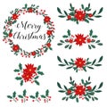 Web set of Christmas Floral element Handwritten with beautiful decorative frame merry christmas post cards elements