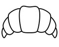 Croissant - baked product, bun - vector linear illustration for coloring, logo or sign. Croissant is a stuffed dough snack. Outlin