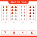 Count and match, count the number of Lantern, Socks, Warm Clothes, Maple Leaf and match with the right numbers. Educational childr