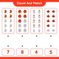 Count and match, count the number of Lantern, Socks, Warm Clothes, Maple Leaf and match with the right numbers. Educational childr Royalty Free Stock Photo