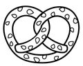 Sesame pretzel - baked product - vector linear illustration for logo or sign coloring. Outline. Sesame Brezel - Traditional German