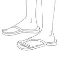 Feet with flip flops - vector illustration. Royalty Free Stock Photo