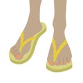 Feet with flip flops - vector illustration Royalty Free Stock Photo