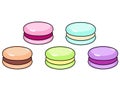 Macaroon set. Macaroon cakes of different colors - vector linear set of sweets. Sweet pastries, cookies