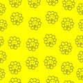 Sunflower with eyes and smiley face illustration on yellow background. seamless pattern, hand drawn vector. simple and cute. vinta