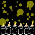 Candlel in the night background with yellow bubbles. hand drawn vector. candlelight in the dark. simple and romantic. doodle art f