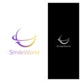 Around the world logo, globes of the earth with smile shape icon