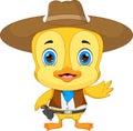 Cartoon little duck wearing a cowboy costume Royalty Free Stock Photo