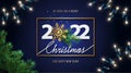 Merry Christmas and Happy New Year 2022 greeting card, banner, poster, holiday cover. Royalty Free Stock Photo