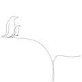 Penguins animal silhouette line drawing, vector illustration Royalty Free Stock Photo