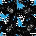 Dinosaurs blue and geometric elements