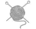 Threads and knitting needles - Knitting set - vector linear illustration for coloring, logo or pictogram. A round ball of yarn wit Royalty Free Stock Photo