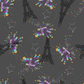 Pattern with eiffel tower and multicolored spray Royalty Free Stock Photo