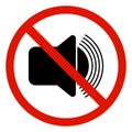 No sound sign. Mute sound icon vector, filled flat sign. Speaker mute symbol, logo illustration. Volume off icon. Royalty Free Stock Photo