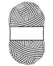 Oval skein of knitting thread with blank label - vector linear illustration for coloring. Ball of yarn with label with copy space Royalty Free Stock Photo