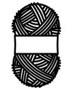 Oval Skein of Knitting Thread with Blank Label - vector silhouette illustration for sign or icon. Ball of yarn with label with cop