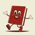 Funny cartoon illustration of a happy walking book