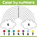 Activity page for kids with easy educational gaming level. Coloring book with a contour and color example. Rainbow.