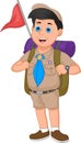 Cute boy scout cartoon on white background