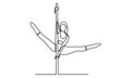 Continue line of woman pole dancer dancing poses on pole