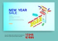 Happy New year 2022, big sale web banner template with phone  isomatric flat theme design. Vector illustration Royalty Free Stock Photo