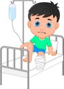 Sick boy with intravenous infusion