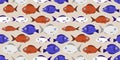 Seamless abstract background with fishes on a light background. Bright Colorful artistic seamless pattern. Creative vector Royalty Free Stock Photo