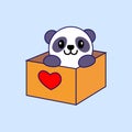 Cute panda in box vector graphic design