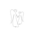 Christmas angel line drawing vector Royalty Free Stock Photo