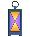 Flashlight. Vintage lantern - vector full color illustration. Table or hanging lamp with stained-glass colored glasses