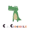 Cute alphabet letter C with cartoon crocodile. Royalty Free Stock Photo