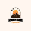 Vintage mountain adventure emblem logo design