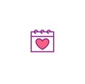 Love calendar, calendar, love, valentine icon, heart in calendar sign