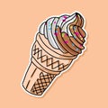 Ice cream chocolate mixed vanilla flavour with cone vector design Royalty Free Stock Photo