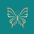 Butterfly logo. Decorative golden wings. Elegant, luxury style.