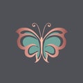 Butterfly logo. Decorative wings outline. Elegant, luxury style.