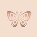 Butterfly logo. Golden decorative wings. Elegant, luxury style.